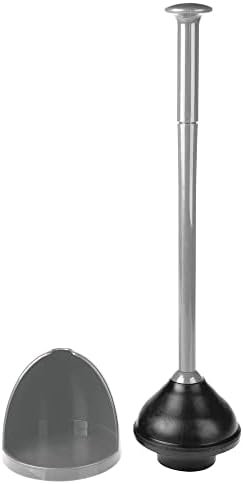 mDesign Toilet Plunger with Holder - Gray