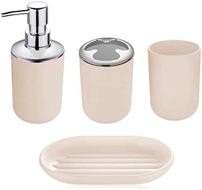 PAPAPI 4 Piece Bathroom Accessories Set Apricot