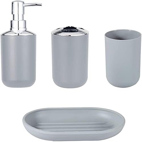 PAPAPI 4-Piece Bathroom Accessory Set - Grey