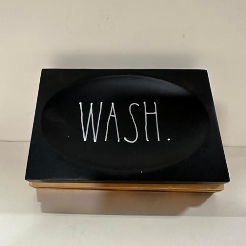 Rae -WASH Tray - Ceramic Soap Dish with Wooden Base 1