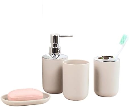 PAPAPI 4 Piece Bathroom Accessories Set Apricot