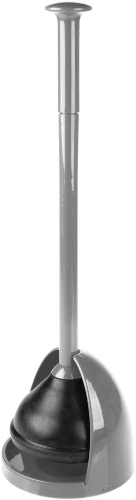 mDesign Toilet Plunger with Holder - Gray