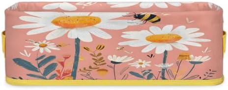 Spring Daisy Bee Toilet Paper Basket with Handles