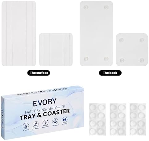 Evory Set of 2 Water Absorbent Diatomite Coasters