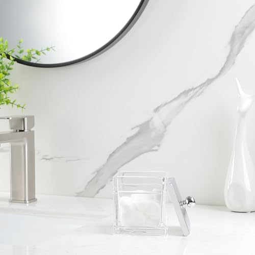 Apothecary Glass Jar with Silver Lid for Bathroom Storage
