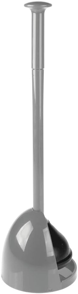 mDesign Toilet Plunger with Holder - Gray