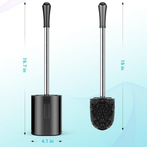 Toilet Brush with Drip-Proof Stainless Steel Handle and Hidden Plastic Holder