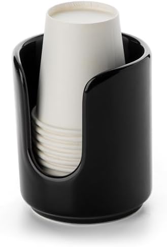 Viosuniu 3 oz Ceramic Cup Dispenser with 5 PLA Cups Black
