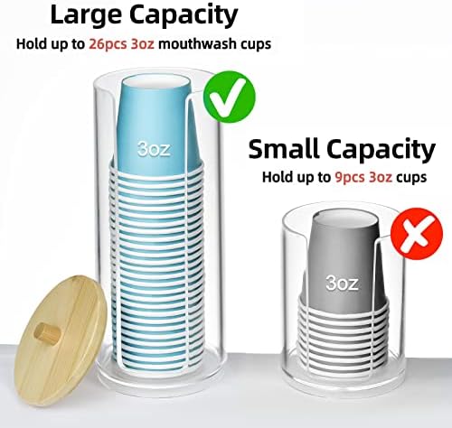 Bathroom Cup Dispenser with Dustproof Lid and Lid for Vanity