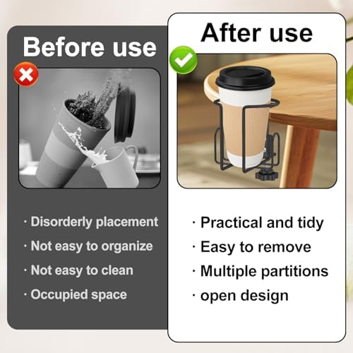 GLMFAN Large Desk Cup Holder Clamp with Anti-Spill Design
