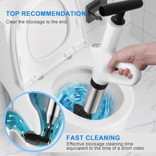WEIDUOMALY Heavy Duty Toilet Plunger with Pressure Gauge