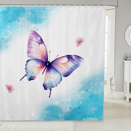 Erosebridal Fantasy Butterfly Shower Curtain Set 72x84