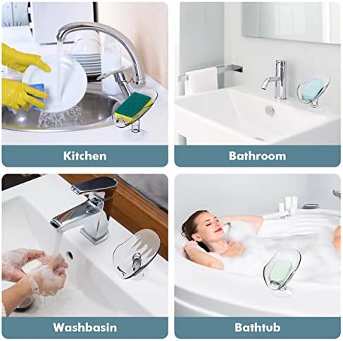 NPET Not Punched Self Draining Soap Dish Holder with Enlarged Suction Cup