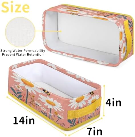 Spring Daisy Bee Toilet Paper Basket with Handles
