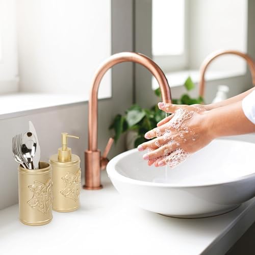 Harry Potter Bath Soap Dispenser Set - 2 Piece Gold Hogwarts Crest