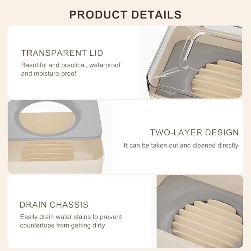 Guaber PET Soap Dish with Lid Drain Rack