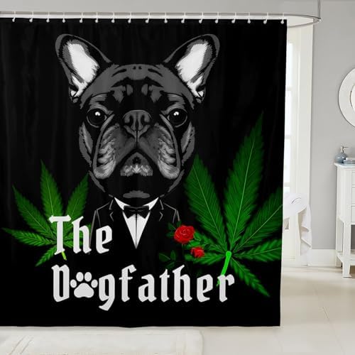 Erosebridal Pug Pattern Waterproof Shower Curtain Set