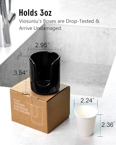 Viosuniu 3 oz Ceramic Cup Dispenser with 5 PLA Cups Black