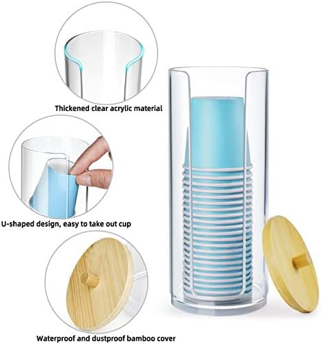 Bathroom Cup Dispenser with Dustproof Lid and Lid for Vanity