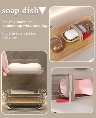 GlitzyStar Soap Dish Holder with Lid - Leakproof and Durable Travel Soap Case