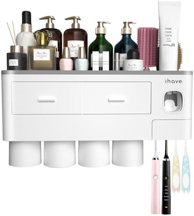 iHave Wall Mounted Toothbrush Holder with Dispenser and Storage 1