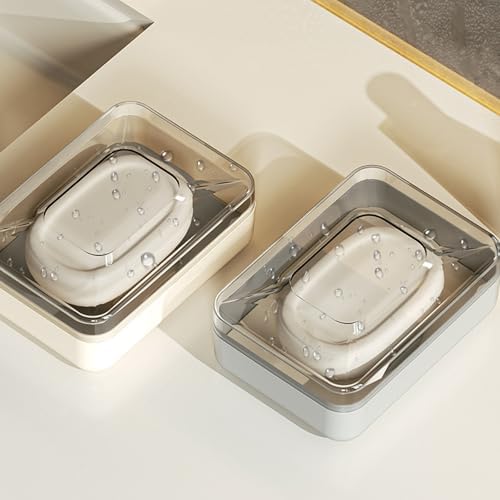 Guaber PET Soap Dish with Lid Drain Rack