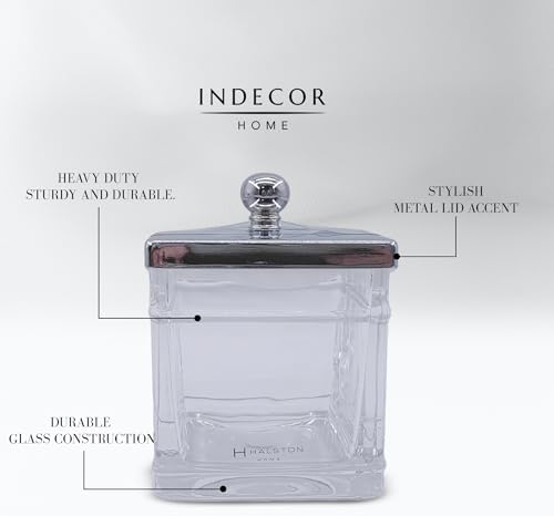 Apothecary Glass Jar with Silver Lid for Bathroom Storage