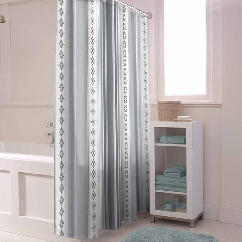 72 Inches Grey Gradient Floral Shower Curtain Set with 12 Hooks