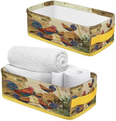 Snatocys Farmhouse Style Chicken Toilet Paper Basket with Handles