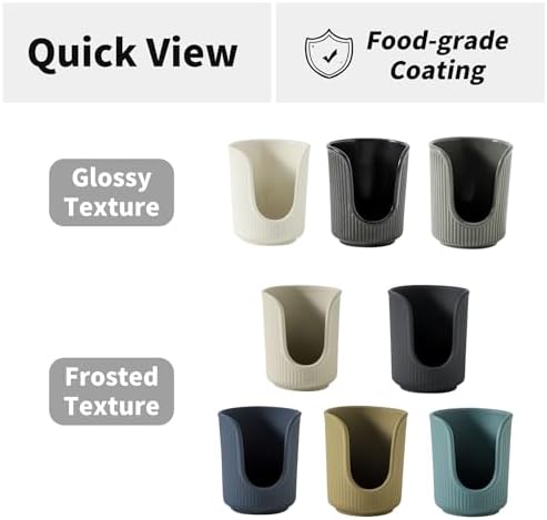 Dobbyby Ceramic Cup Dispenser with Vertical Stripes - Matte Cream