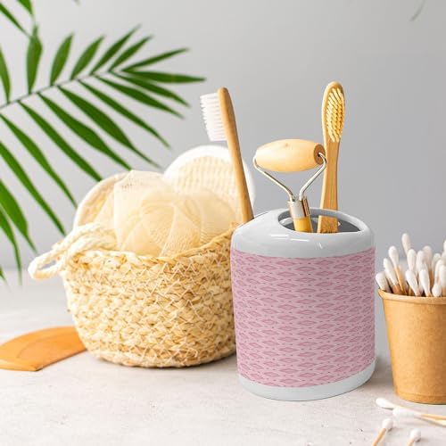 Ambesonne Pink Soap Dispenser Toothbrush Holder Set