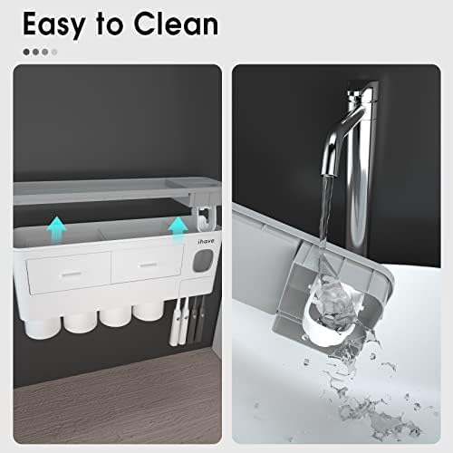 iHave Wall Mounted Toothbrush Holder with Dispenser and Storage 1