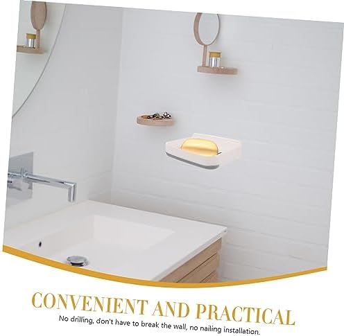 COOLHIYA 1set Absorbent Soap Dish Wall Mount Bathroom Holder