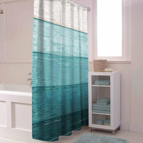 Funnywall88 72 Inches Teal Gradient Shower Curtain Set with 12 Hooks