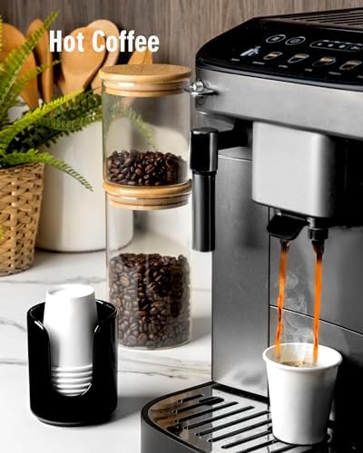 Viosuniu 3 oz Ceramic Cup Dispenser with 5 PLA Cups Black