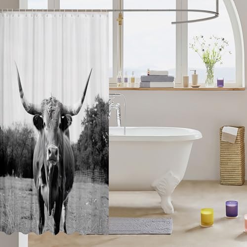Erosebridal Longhorn Cow Shower Curtain Set