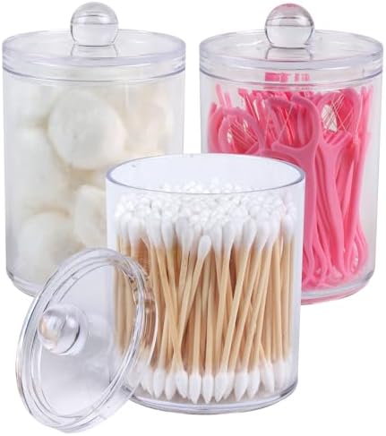 3 Pack Aynoo Cotton Swab Ball Holder with Labels