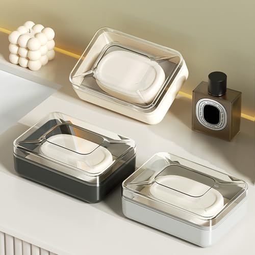 Guaber PET Soap Dish with Lid Drain Rack