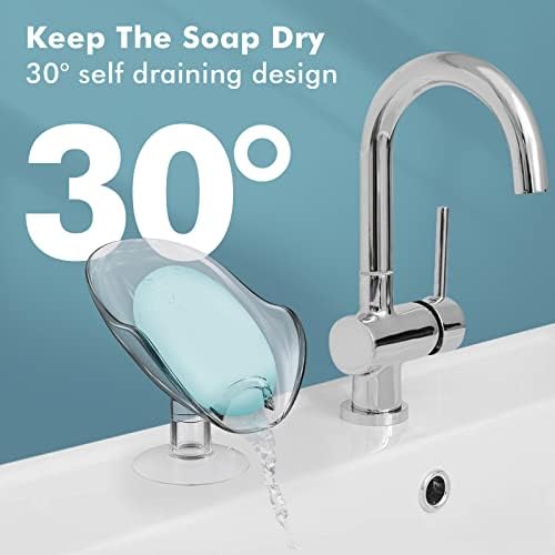 NPET Not Punched Self Draining Soap Dish Holder with Enlarged Suction Cup