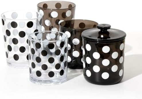 Youngever Plastic Apothecary Jars with Polka Dot Design 2 Sets 15 Ounce