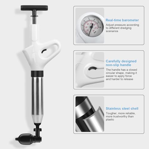 WEIDUOMALY Heavy Duty Toilet Plunger with Pressure Gauge
