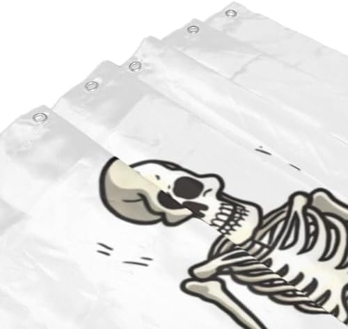 Weightlifting Skeleton Shower Curtain Set with 12 Hooks 72x72in