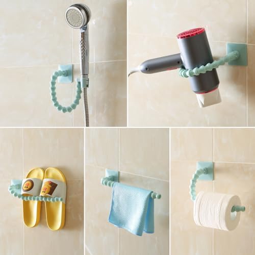 2Pcs Flexible Adjustable Toilet Paper Holder with Towel Hanger