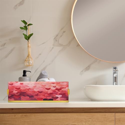 Heart Valentines Day Toilet Paper Storage Basket with Handles