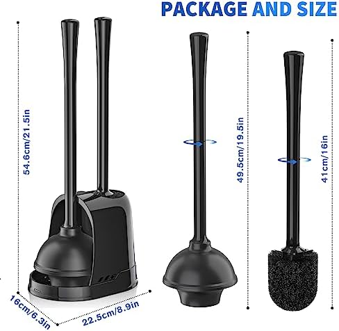 LOVLOY 2-in-1 Toilet Plunger and Brush Set Black