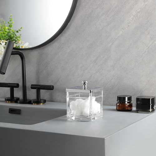 Apothecary Glass Jar with Silver Lid for Bathroom Storage