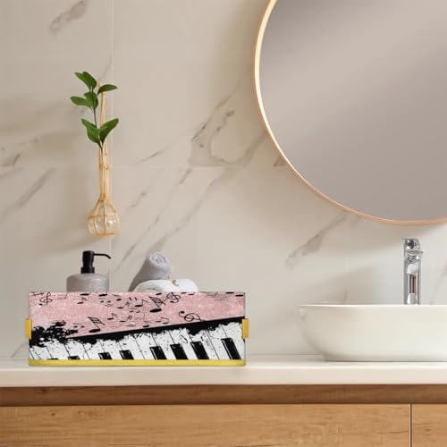 Snatocys Piano Keyboard Toilet Paper Basket with Handles