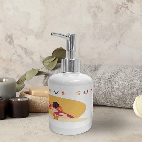Ambesonne Graphic Beach Soap Dispenser Toothbrush Holder Set 1