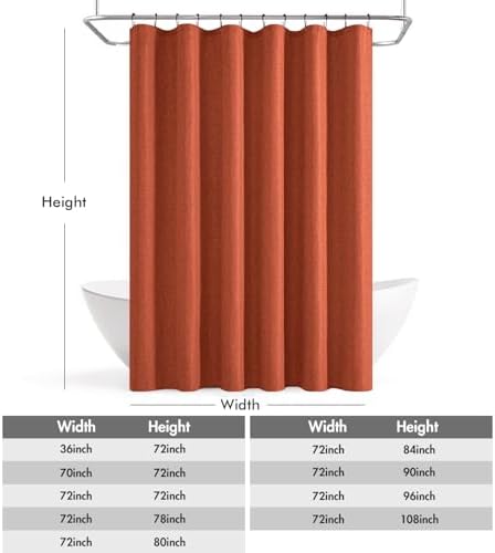ANRODUO Extra Long Terracotta Shower Curtain Set