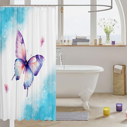 Erosebridal Fantasy Butterfly Shower Curtain Set 72x84